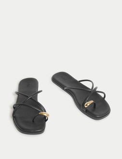 M&S SAMMIE GOLD TOE LOOP MULE BLACK £35 (2)