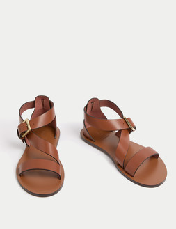 M&S SLOANE LEATHER STRAP SANDAL BROWN £49.50 (2)