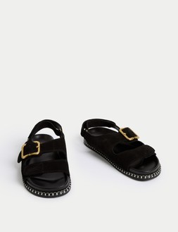 M&S SVLYIA SUEDE FOOTBED SANDAL BLACK £55 (2)
