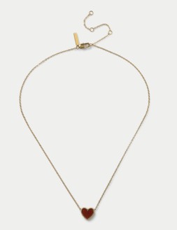Autograph Waterproof Stainless Steel Burgundy Ditsy Necklace £18.50