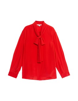 M&S Autograph Tie Neck Blouse Tomato £69 (1)
