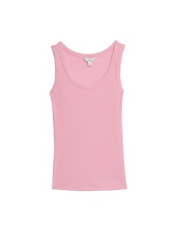 M&S Cotton Rich Ribbed Slim Fit Vest Top Pink £8.50